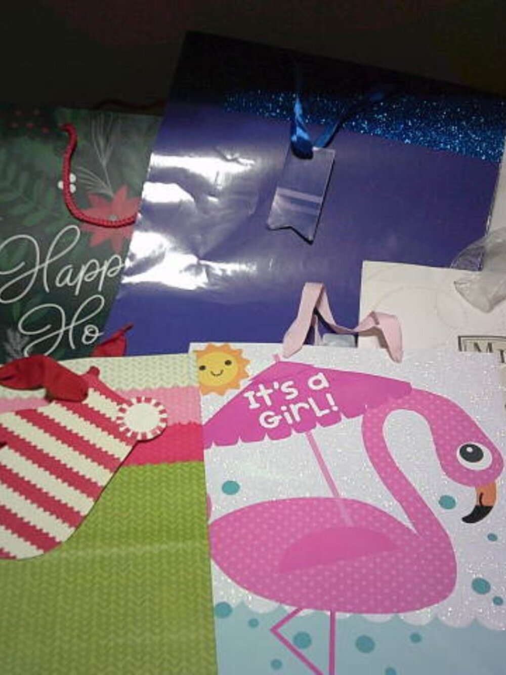 NEW LOT 5 HALLMARK GIFT BAGS w/ RIBBON HANDLES & NAME TAGS ALL OCCASIONS & SIZES